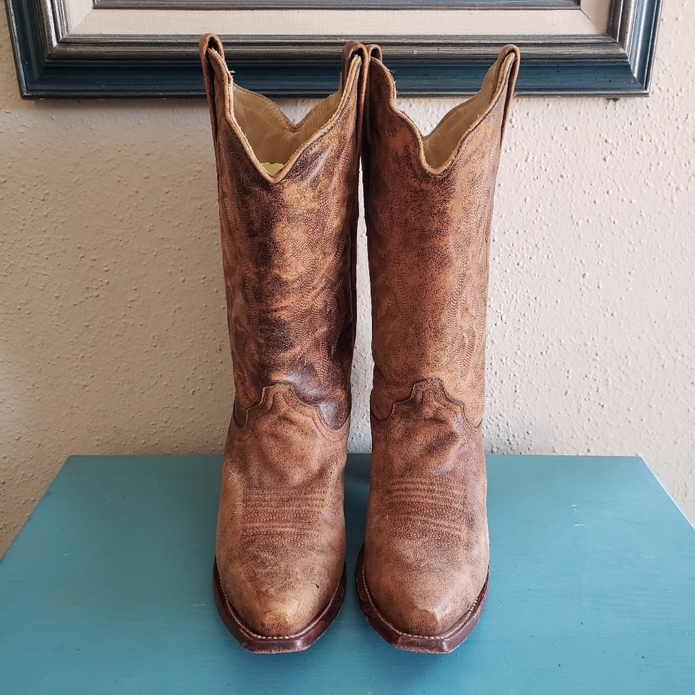 Corral 8.5 Distressed Naham Brown Cowgirl Boots - Picture 2 of 16